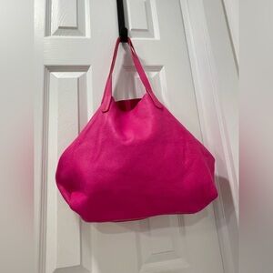 Bright Pink Leather Tote Bag - Women
